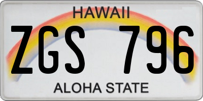HI license plate ZGS796