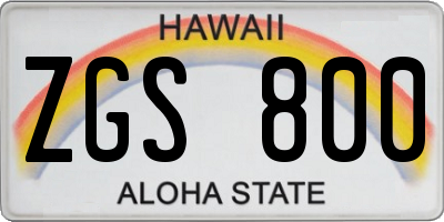 HI license plate ZGS800