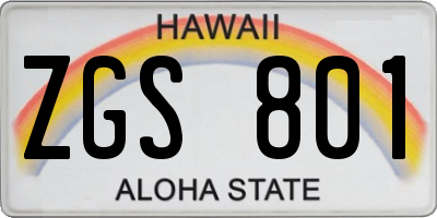 HI license plate ZGS801