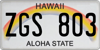 HI license plate ZGS803