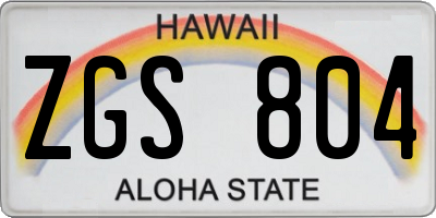 HI license plate ZGS804