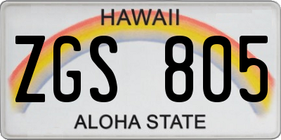 HI license plate ZGS805