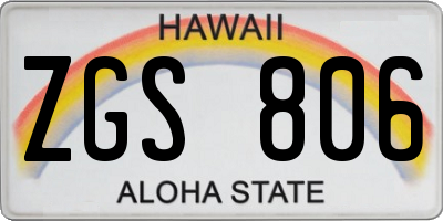 HI license plate ZGS806