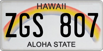 HI license plate ZGS807