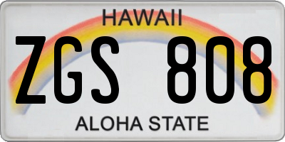 HI license plate ZGS808