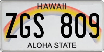 HI license plate ZGS809