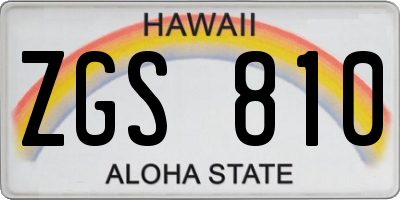 HI license plate ZGS810