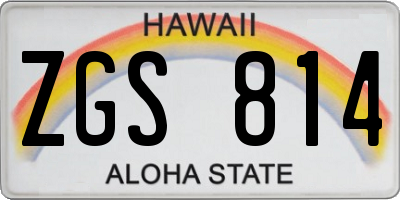 HI license plate ZGS814