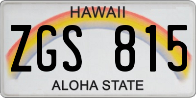HI license plate ZGS815