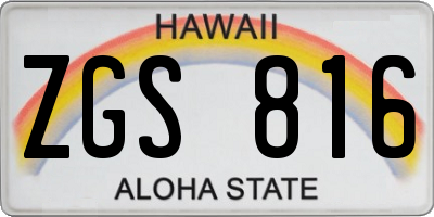 HI license plate ZGS816