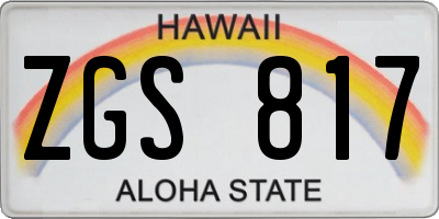 HI license plate ZGS817