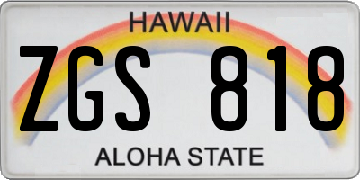 HI license plate ZGS818
