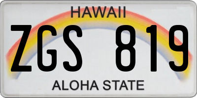 HI license plate ZGS819