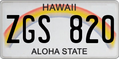 HI license plate ZGS820