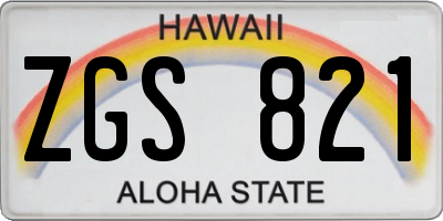 HI license plate ZGS821