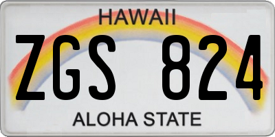 HI license plate ZGS824