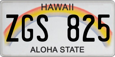 HI license plate ZGS825