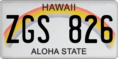 HI license plate ZGS826