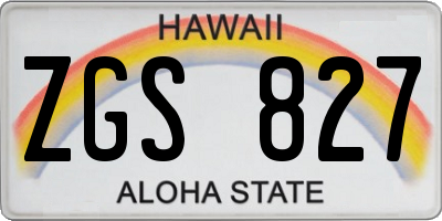 HI license plate ZGS827