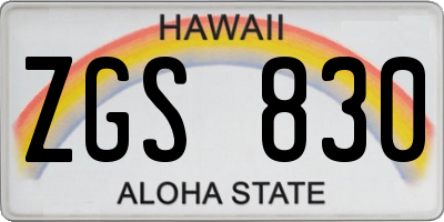 HI license plate ZGS830