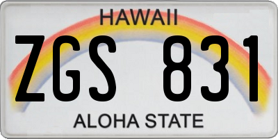 HI license plate ZGS831