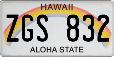 HI license plate ZGS832