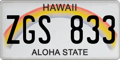 HI license plate ZGS833