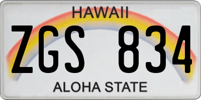 HI license plate ZGS834
