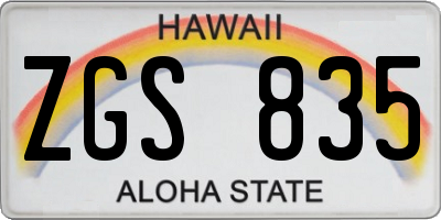 HI license plate ZGS835