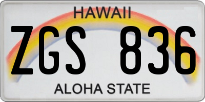HI license plate ZGS836