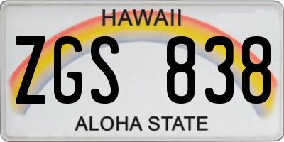 HI license plate ZGS838