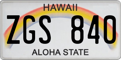 HI license plate ZGS840