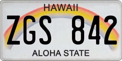 HI license plate ZGS842