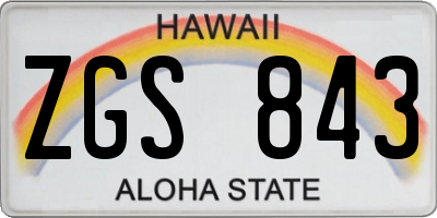 HI license plate ZGS843