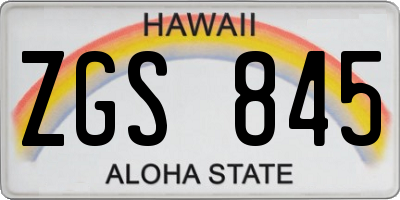 HI license plate ZGS845