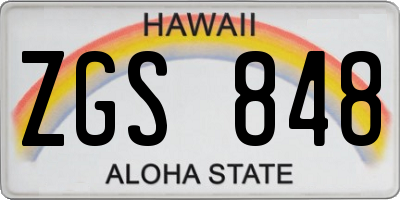 HI license plate ZGS848