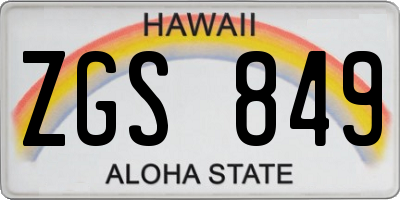 HI license plate ZGS849