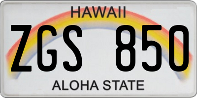 HI license plate ZGS850