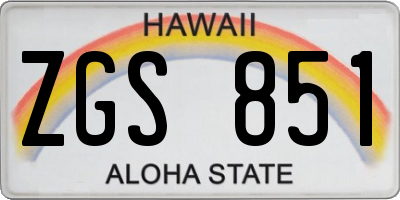HI license plate ZGS851