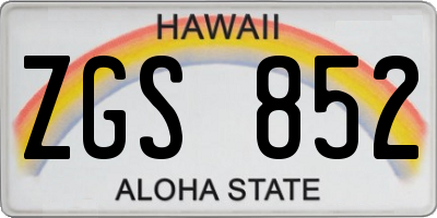 HI license plate ZGS852