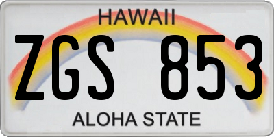 HI license plate ZGS853