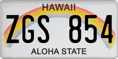 HI license plate ZGS854