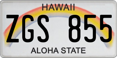 HI license plate ZGS855