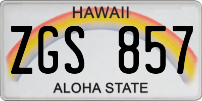HI license plate ZGS857