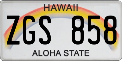 HI license plate ZGS858