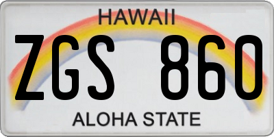 HI license plate ZGS860