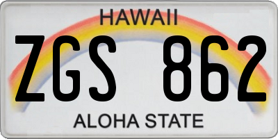 HI license plate ZGS862