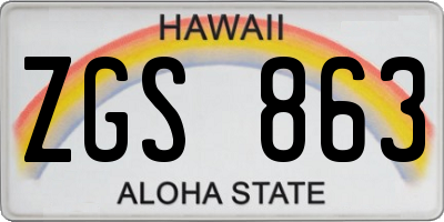 HI license plate ZGS863