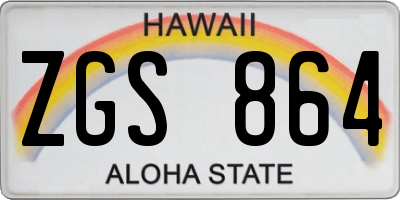 HI license plate ZGS864