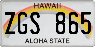 HI license plate ZGS865